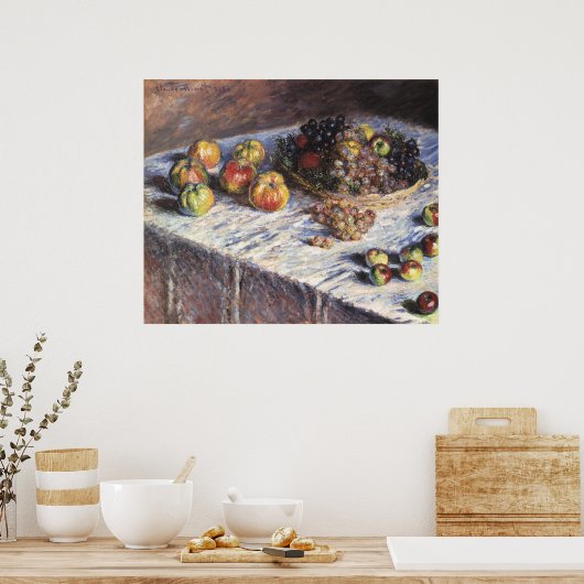 Stillleben mit Äpfeln und Trauben von Claude Monet Poster (Küche)