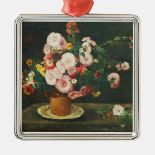 Stillleben mit Astern Silbernes Ornament