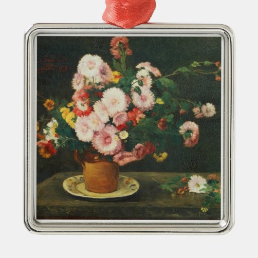 Stillleben mit Astern Silbernes Ornament (Vorne)