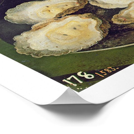 Stillleben mit Austern und Brillen (Öl auf Tafel) Poster (Ecke)