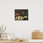 Stillleben mit Austern und Brillen (Öl auf Tafel) Poster (Küche)