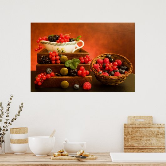 Stillleben mit Beeren Poster (Küche)