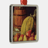 Stillleben mit Birnen, Melone und Fass Silbernes Ornament (Rechts)