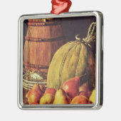 Stillleben mit Birnen, Melone und Fass Silbernes Ornament (Links)