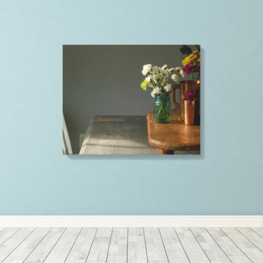 Stillleben mit blauem Glas Leinwanddruck (Insitu (Holzboden))