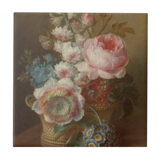 Stillleben mit Blume - Cornelis van Spaendonck Fliese (Vorderseite)