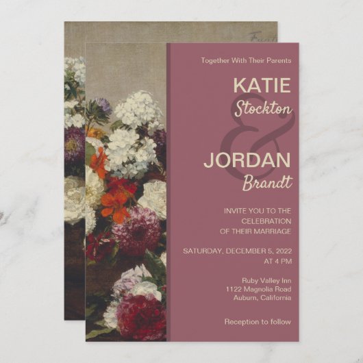 Stillleben mit Blume Einladung Hochzeit (Vorne/Hinten)