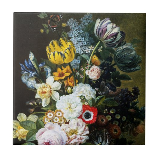 Stillleben mit Blume Fliese (Vorderseite)