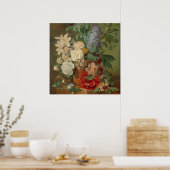 Stillleben mit Blume in der Terrakotta-Vase Poster (Küche)