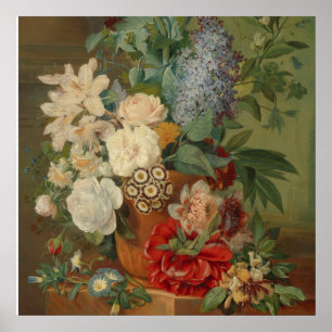 Stillleben mit Blume in der Terrakotta-Vase Poster