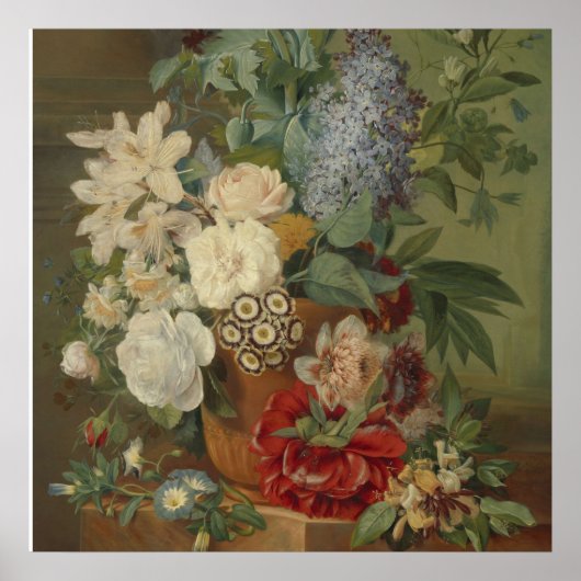 Stillleben mit Blume in der Terrakotta-Vase Poster (Vorne)