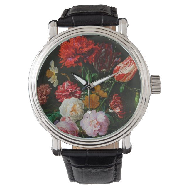 Stillleben mit Blume in einer Glasvase Armbanduhr (Vorderseite)