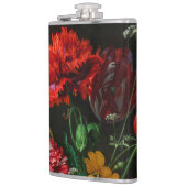 Stillleben mit Blume in einer Glasvase Flachmann (Links)