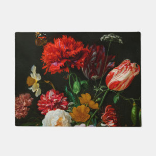 Stillleben mit Blume in einer Glasvase Fußmatte