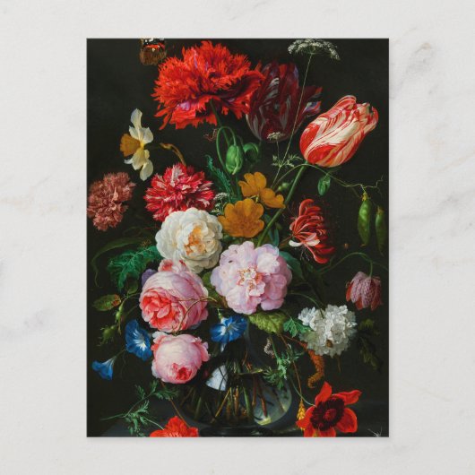 Stillleben mit Blume in einer Glasvase Postkarte (Vorderseite)