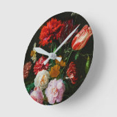Stillleben mit Blume in einer Glasvase Runde Wanduhr (Winkel)