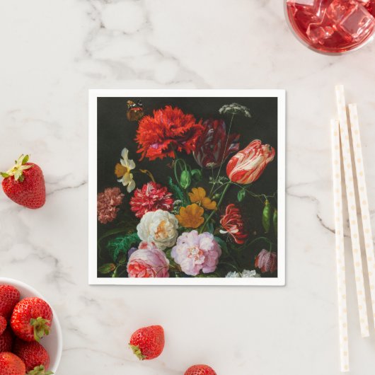 Stillleben mit Blume in einer Glasvase Serviette (Beispiel)