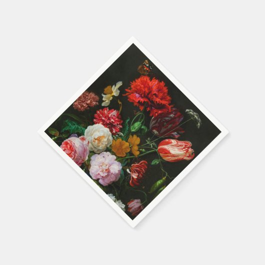 Stillleben mit Blume in einer Glasvase Serviette (Ecke)