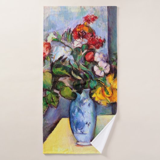 Stillleben mit Blume in einer Vase, Paul Cezanne Badehandtuch (Badehandtuch)