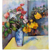 Stillleben mit Blume in einer Vase, Paul Cezanne Duschvorhang (Vorderseite)