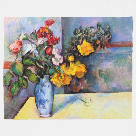 Stillleben mit Blume in einer Vase, Paul Cezanne Fleecedecke (Vorderseite (Horizontal))