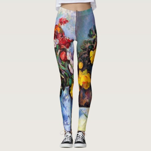Stillleben mit Blume in einer Vase, Paul Cezanne Leggings (Vorderseite)