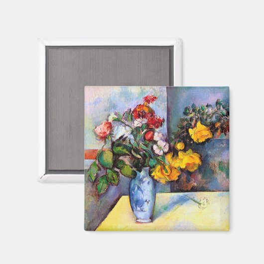 Stillleben mit Blume in einer Vase, Paul Cezanne Magnet (Vorderseite/Rückseite)