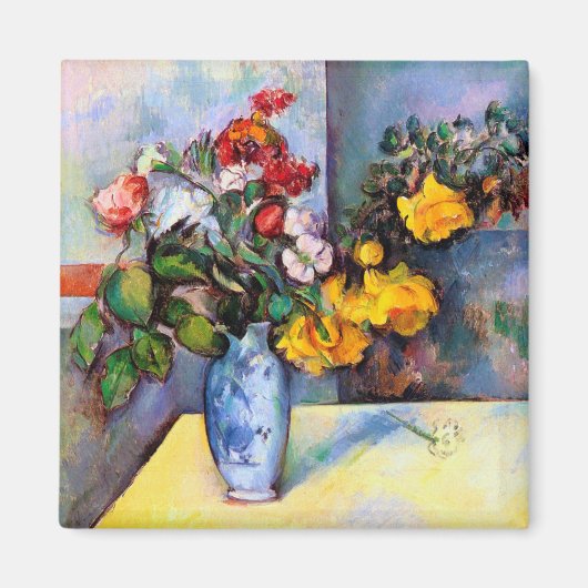 Stillleben mit Blume in einer Vase, Paul Cezanne Magnet (Vorne)