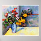 Stillleben mit Blume in einer Vase, Paul Cezanne Poster (Vorne)