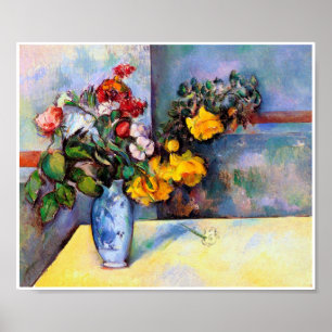 Stillleben mit Blume in einer Vase, Paul Cezanne Poster