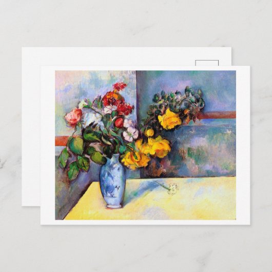 Stillleben mit Blume in einer Vase, Paul Cezanne Postkarte (Vorne/Hinten)