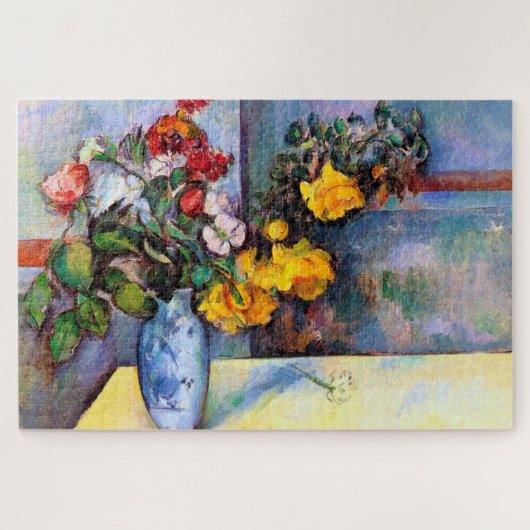 Stillleben mit Blume in einer Vase, Paul Cezanne Puzzle (Horizontal)