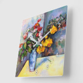 Stillleben mit Blume in einer Vase, Paul Cezanne Quadratische Wanduhr (Winkel)
