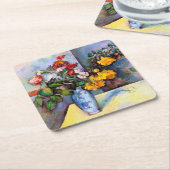 Stillleben mit Blume in einer Vase, Paul Cezanne Rechteckiger Pappuntersetzer (angewinkelt)