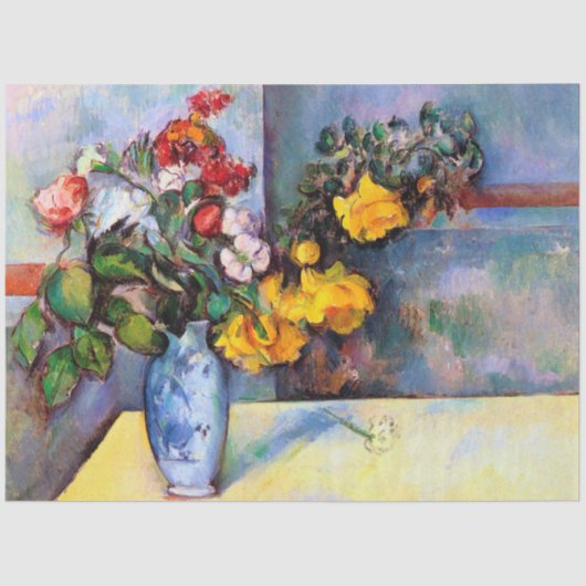 Stillleben mit Blume in einer Vase, Paul Cezanne Seidenpapier (Vorderseite)