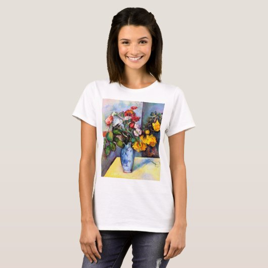Stillleben mit Blume in einer Vase, Paul Cezanne T-Shirt (Vorne ganz)