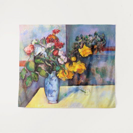 Stillleben mit Blume in einer Vase, Paul Cezanne Wandteppich (Vorderseite (Horizontal))