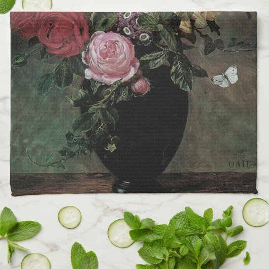 Stillleben mit Blume in Vase von Olaf Hermansen Geschirrtuch (Gefaltet)