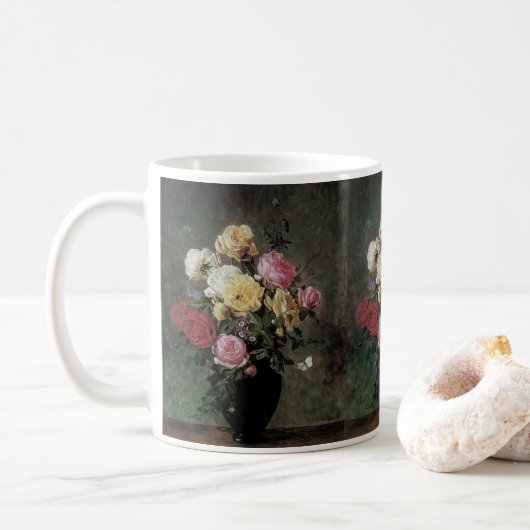 Stillleben mit Blume in Vase von Olaf Hermansen Kaffeetasse (Mit Donut)