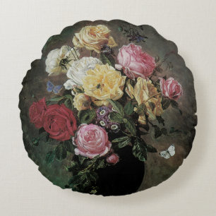 Stillleben mit Blume in Vase von Olaf Hermansen Rundes Kissen