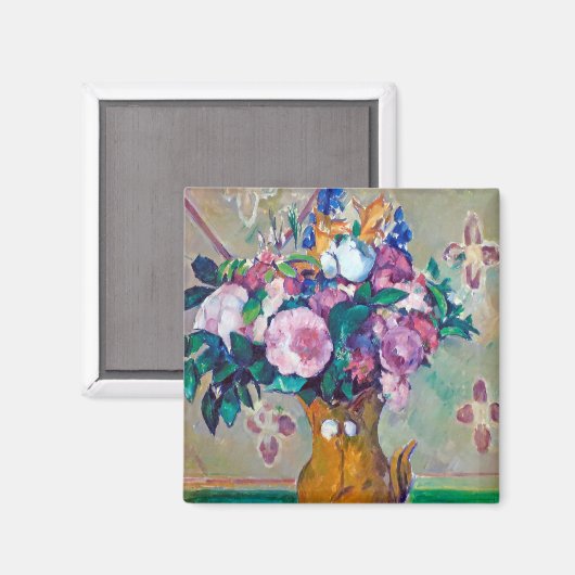 Stillleben mit Blume, Paul Cezanne Magnet (Vorderseite/Rückseite)