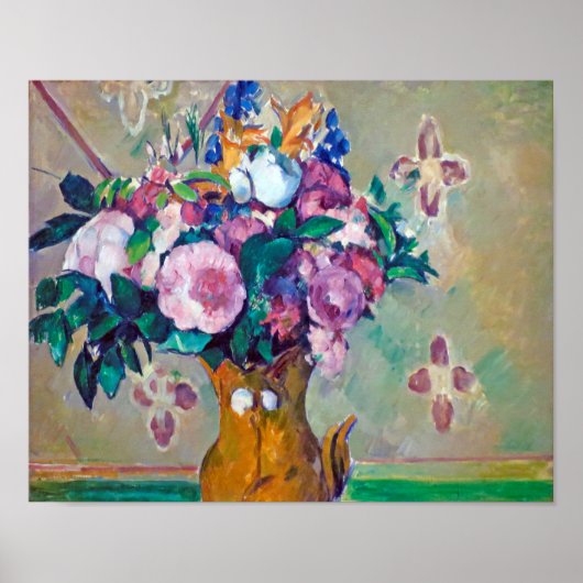 Stillleben mit Blume, Paul Cezanne Poster (Vorne)