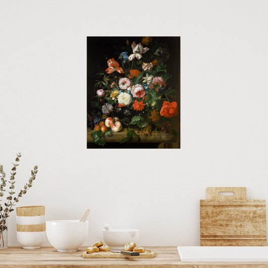 Stillleben mit Blume Poster (Küche)