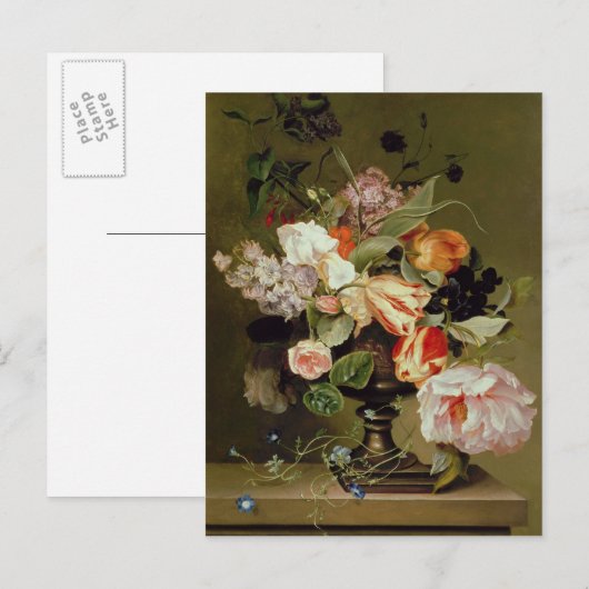 Stillleben mit Blume Postkarte (Vorne/Hinten)