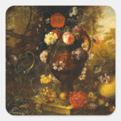 Stillleben mit Blume Quadratischer Aufkleber (Vorderseite)