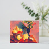 Stillleben mit Blume und Früchten Postkarte (Stehend Vorderseite)