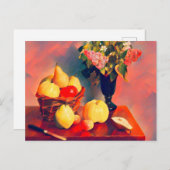 Stillleben mit Blume und Früchten Postkarte (Vorne/Hinten)