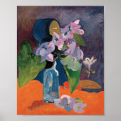 Stillleben mit Blume und Idol | Paul Gauguin Poster (Vorne)