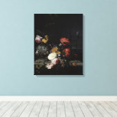 Stillleben mit Blume und Insekten Leinwanddruck (Insitu (Holzboden))