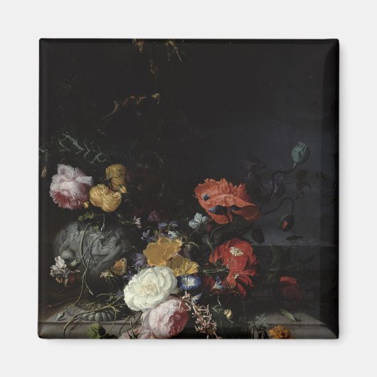 Stillleben mit Blume und Insekten Magnet (Vorne)